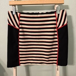 Veronica Beard Black White Knit Mini Skirt with Red Highlights Size 8
